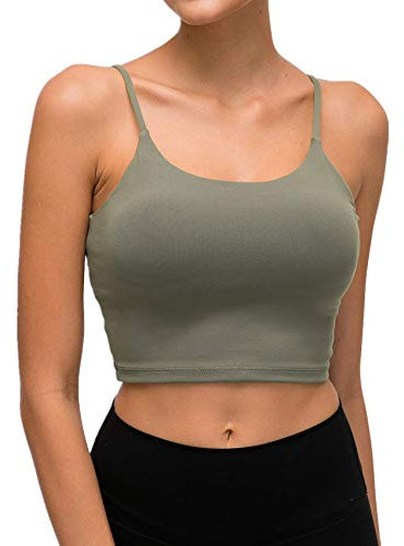 Lemedy Sport-BH, für Damen, gepolstert, Fitness, Workout, Laufshirt, Yoga, Tanktop - Grün - Medium