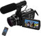 Andoer Videokamera HD con Objetivo Gran Angular 0.45X y micrófono, videocámara Digital 4K Full HD Sensor CMOS Camcorder 18X Digital Zoom Vlogging Camera para Youtube