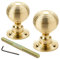 A.B Hardware 1 Pair of Polished Brass Beehive Rim Mortice Reeded Door Knobs Knob Pair Set