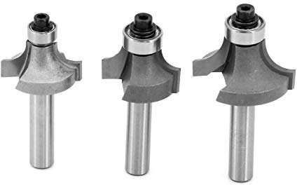 DingGreat 3 Pezzi 8 mm gambo Fresa a Raggio Concavo con Cuscinetto, Kit Punte Fresatrice Lavorazione Legno, Edging Router Bit
