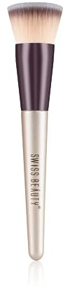 SWISS BEAUTY Foundation Blender Brush for Makeup Synthetic Fibres Easy Blending Silver Silver