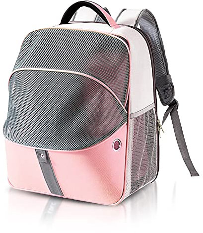 PETCUTE Hunderucksack Atmungsaktiv Hundetragetasche Katzenrucksack Faltbar Haustier Rucksack Wanderrucksack für Kleine Hunde Katzen Rosa