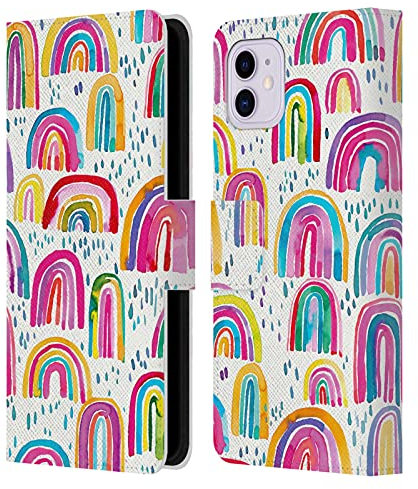 Head Case Designs Officially Licensed Ninola Colourful Watercolour Rainbows Patterns 4 Leather Wallet Case Compatible With Apple iPhone 11