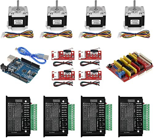 Twotrees 5628-6.35 Schrittmotorsatz,CNC Controller Kit mit Nema 23 Schrittmotor 6.35, TB6600 Schrittmotortreiber, GRBL CNC Shield Board, Switch Endstop