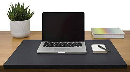 Gewinkelte Schreibtischunterlage Leder Schreibunterlage Rutschfeste Weichem Mausunterlage für Büro Hause Office Laptop PC Pad - wasserdicht Groß Mauspad-70 x 40 cm-Schwarz