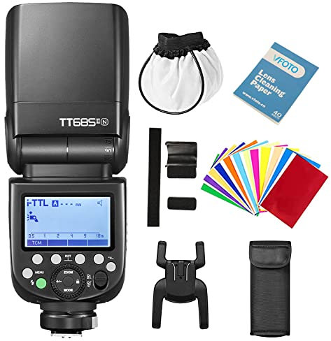 Godox TT685II-N Speedlite i-TTL Flash Camera 2,4G HSS High Speed 1 / 8000s GN60 Competibile per Nikon D7100 D7000 D5200 D5100 D5000 D3200 Z6 Z7 (TT685NII)