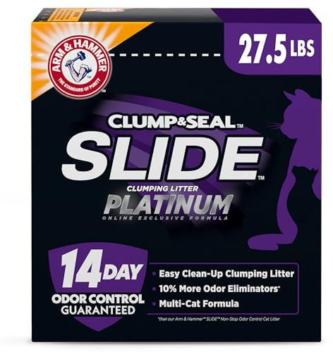 Arm & Hammer Slide Platinum Easy Clean-Up Clumping Cat Litter, Multi-Cat Litter, 27.5 Pounds, Online Exclusive Formula