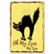 CREATCABIN Lustige Katze Schilder Weißblech Oh My Eyes Frightened Black Kitty Lustiges Tier Metallschild Vintage Retro Plakette Poster Für Toilette Badezimmer Toilette Hotel Ladentür Wanddekoration