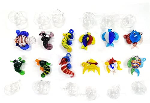 Lipfer Schwimmender Glasfisch - Aquarium Mini Fischfigur - Handblasenglas Lampe Arbeiten Miniaturfisch Geblasenes Glas Tierstatuen
