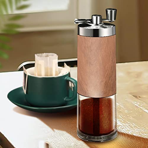 Kaffeemühle, Kaffeemühle Manuell mit Präzisem Edelstahlmahlwerk Kaffeepulver der Dicke Kann Angepasst Werden, Geeignet für Büro, Küche und Camping (Braun)