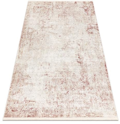 rugsx DISTIN 0828A rosa/Puder/weiß moderner Teppich für das Zimmer, Wohnzimmer, Schlafzimmer, Abstraktion, Vintage, Fransen 160x230 cm