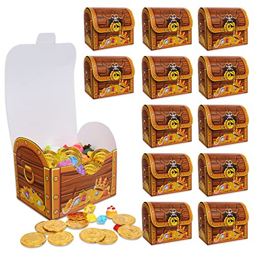 Piraten Schatzkiste,12Pcs Piratenparty Box,Schatztruhe Kinder Piraten Geschenkbox Schatzkiste,Kindergeburtstagsfeier Requisiten Schatztruhe Piraten Partyzubehör,für Halloween Deko Kinder Mitgebsel Box