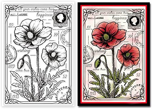 craspire Silikon Klare Stempel Vintage Mohn Blume Wort Muster Klare Stempel Für Kartenherstellung Dekoration DIY Scrapbooking Prägung Album Dekor Handwerk