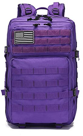 Militärischer taktischer Rucksack, 3 Tage, Bug-Out-Tasche, Armee-Assault Pack, 45 l, große Kapazität, Rucksack für Wandern, Trekking, Jagd, violett, L, Wanderrucksack