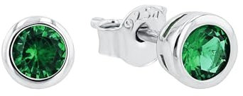 Amor Ohrstecker 925 Sterling Silber Damen Ohrschmuck, mit Glas, 0,5 cm, Silber, Kommt in Schmuck Geschenk Box, 9154814