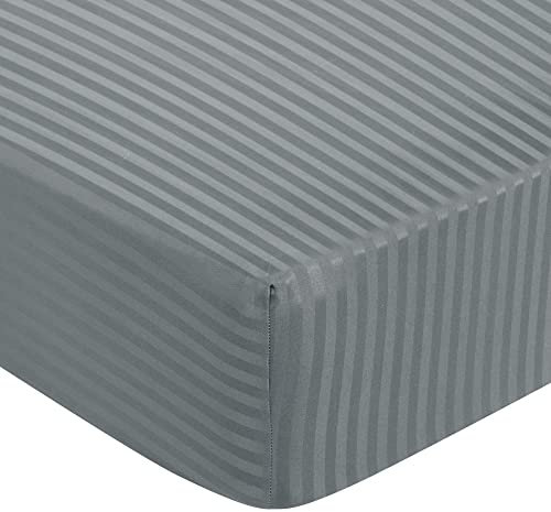 PiccoCasa 100 g/m² Mikrofaser-Queensize-Spannbetttuch, gestreift, 40,6 cm tief, Matratzenbezug, langlebig, weich, atmungsaktiv, knitterfrei, Bettlaken, dunkelgrau, 152 x 203 cm