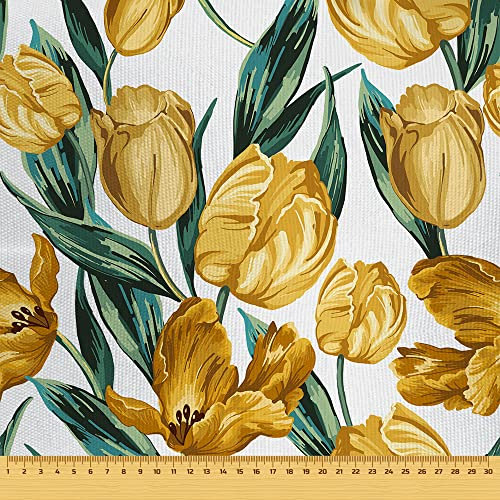 HEKO PANELS Stoff Oxford Wasserdichte Meterware CanvasPolyester Stoff Zum Nähen Nähstoffe Möbelstoffe Dekostoffe Handwerken Wasserabweisend Blickdicht Blumen Tulpen 100 x 155 cm