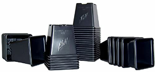 Viridis Hortus - 100 x 9cm Square Black Plant Pots Volume 0.56L (PLANT POTS MADE from 100% RECYCLED PLASTIC)