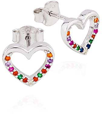 NKlaus coppia 8x9mm orecchini a perno cuore chakra 925 argento colorato zircone signore bambini orecchini 11169