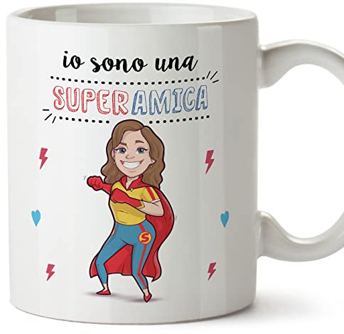 Mugffins Tazza in ceramica per AMICA 11 oz / 350 ml - In italiano - Super Famiglia - Idea regalo per compleanno, anniversario, natale