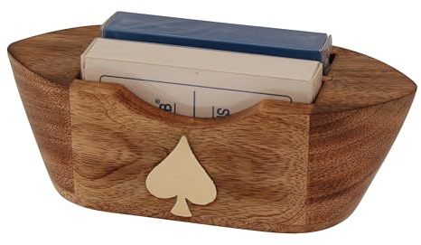 Sea-Club Boot mit Doppel-Spielkarten Kartenspiel Mango-Holz/Messing 17x7cm