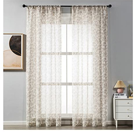 Aotiwe Vorhang für Schienensystem, Gardinen Küche Kaffee Geäst Polyester 2 Stücke 132X160cm