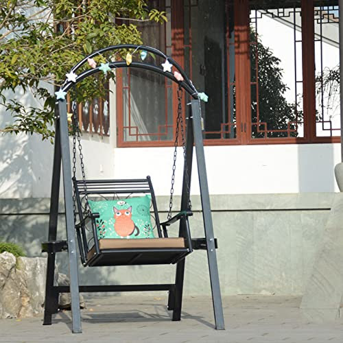 Outdoor Garten Eisen Swing Mode Einfache und bequeme Kissen Stabil und langlebig Indoor Balkon Freizeit Schaukelstuhl (Schwarz)