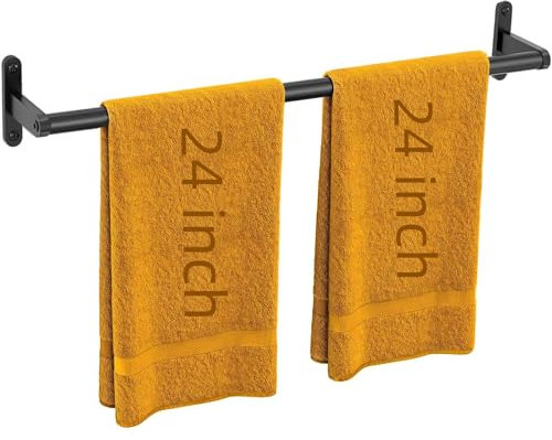 61 cm mattschwarze Handtuchstange für Badezimmer, Handtuchhalter für Badezimmerwand, Edelstahl, robuste Badezimmer-Handtuchstange, Wand, Einzelhandtuchstange