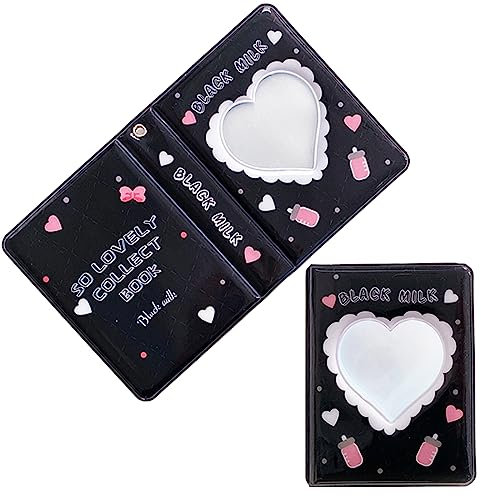 SURALIN 1PCS Mini Album Fotografico 40 Tasche Kpop Photo Card Holder Love Heart Hollow Photo Card Holder Kpop Raccoglitore Photo Card Holder Photo Collection (Nero)