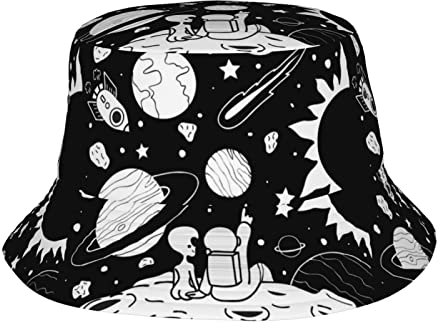 Teens and Men Night Sky Print Foldable Travel Summer Womens Bucket Hats Packable Beach Sun Fisherman Hat, Astronaut, M/Einheitsgröße
