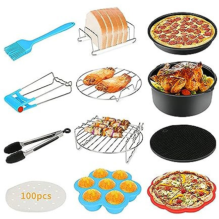 Air Fryer Accessories 7 Inch, 12PCS General Air Fryers Accessory Set Compatiable for 3.5L, Tower 4.3L, 3.8L Deep Basket Airfryer