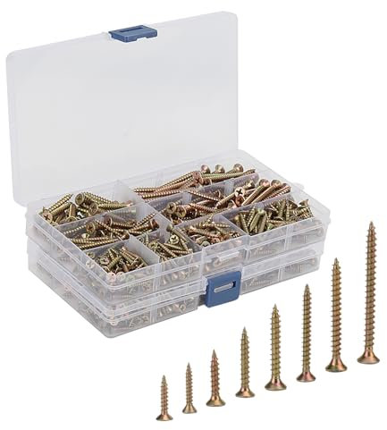JOIKIT 670Pcs Self Tapping Wood Screws Assortment Kit, 8 Sizes Galvanised Finish Assorted Cross Pan Head Countersunk Mixed Screws Pack, Screw Sets Mixed for DIY Project, Door Hinges