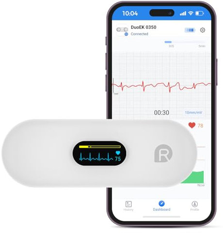 OVIIN Cardiofrequenzimetro portatile, wireless per uso domestico, cardiofrequenzimetro, dispositivi di monitoraggio cardiaco, app per smartphone compatibile con iOS/Android