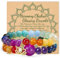 Bivei Natursteinarmbänder Kristall- und Stein-Chakra-Perlenstretch-Armband 8mm Reiki Halbedelstein-Lotus-Charme Spiritueller Schmuck Geschenke Segensarmbänder für Frauen (7 Chakren)
