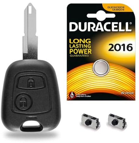 Boitier pour Plip 2 Touches Coque Plip Compatible Clé 206 Peugeot ➜ 2 Switch ➜ 1 Pile CR2016 DURACELL - Kit iRace Keys®