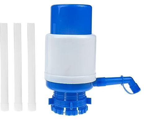 BESTonZON Hand Press Manual Water Dispenser Pump for Bottled Water Blue and White Plastic ABS Effortless Drinking for Home Camping and Dormitory