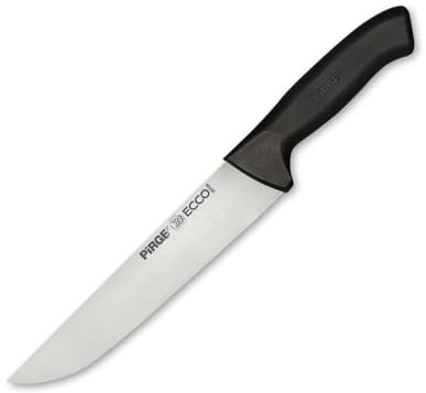 Pirge Ecco Metzgermesser 21 cm Schwarz Schlachtermesser - Fleischermesser - Stechmesser - Exzellenter Schärfe Metzgermesser - Edelstahl Profi Küchenmesser - Ergonomisches Kunststoff Griffdesign