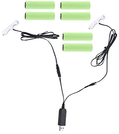 Maxtonser Batterie-Eliminator, 2-in-1-AA-Batterie – Eliminator, USB-Netzteil, ersetzt 1–4 Stück 1,5 V AA-Batterien für Uhr, Spielzeug, Kamera, Gameboy, Taschenlampe, Radio, 6 V Typ