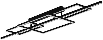 EGLO LED Deckenlampe Puebla, geometrische Deckenleuchte, Wohnzimmerlampe aus Metall in Schwarz und Kunststoff in Weiß, Lampe Decke warmweiß