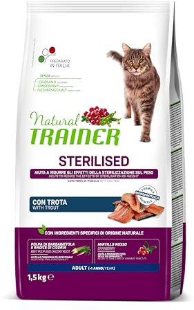 Trainer Cibo per Gatti Sterilizzati - Formula Monoproteica - Con Trota - 1,5kg