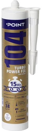 POINT 104 Turbo Power Fix Colle hybride et mastic ultra adhérent Blanc 290 ml