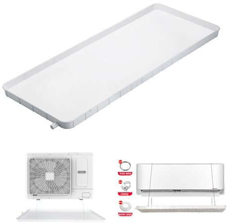 Vaschetta di Raccolta Della Condensa, Vassoio Raccogligocce in Plastica, Climatizzatore universale 1-5 P, Kit di Scarico Condizionatore D'aria Universale per Finestre (91.5X45X3cm)