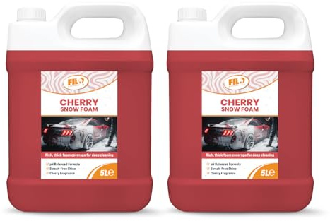 FILO Cherry Snow Foam Car Shampoo 2x5L – Car Wash Shampoo for Pre-Wash Cleaning, Thick Foaming, Non-Caustic, Streak-Free & Paint Safe