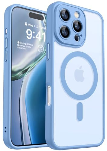 CANSHN für iPhone 16 Pro Hülle mit Kameraschutz für Magsafe (TOP Militärschutz & Magnetkraft) Extrem Haltbarkeit Hülle iPhone 16 Pro Case Stoßfest, Himmelblau
