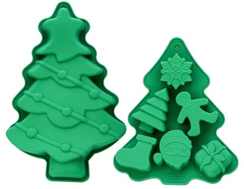 DAIRYCOF silikonform weihnachten 2 Stück Groß silikonformen weihnachten Kuchenform Silikonform Weihnachtsbaum Silikonformen-Bonbon Formen Silikon Schokoladenform (Silikonformen 2 Stück)
