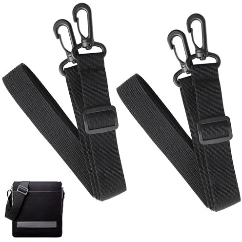 Ltsbaed 2 Stück Ersatz Schultergurt für Taschen, 30MM Schwarz Breiter Taschengurt, Universal Ersatz Schultergurt, Gurt mit Karabiner Einstellbar, für Computertaschen, Kamerataschen, Laptoptaschen