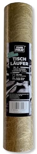 STAUBPIRAT Tischläufer Rolle 30 cm x 25 m – Deko Strukturvlies Meterware zum Zuschneiden - modern – hochdekoratives Tischband für Feste, Feiern und Events (Gold)