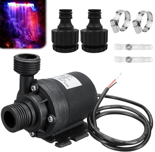 Pompa dell'acqua senza spazzole, DC 12 V, 800 l/h, 5 m, senza brushless, mini pompa sommersa in ceramica, nucleo per fontane, pompa per fontane, pompa per acquari, stagni, fontane idroponiche