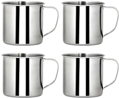 Zliger 4 pièces tasse à boire acier inoxydable tasse de camping tasse incassable Tasse à thé Mug à café Randonnée Camping Mug Tasse à Café (350ml)