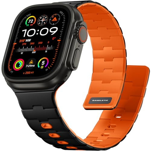 Bandletic Kompatibel mit Apple Watch Ultra 2 Armband - Weiche Atmungsaktive Magnetische Sportbänder für Apple Watch Ultra 2/ Ultra 49mm/iWatch Series 10 46mm, 9/8/7 45mm, SE2/SE 6/5/4 44mm, 3/2/1 42mm